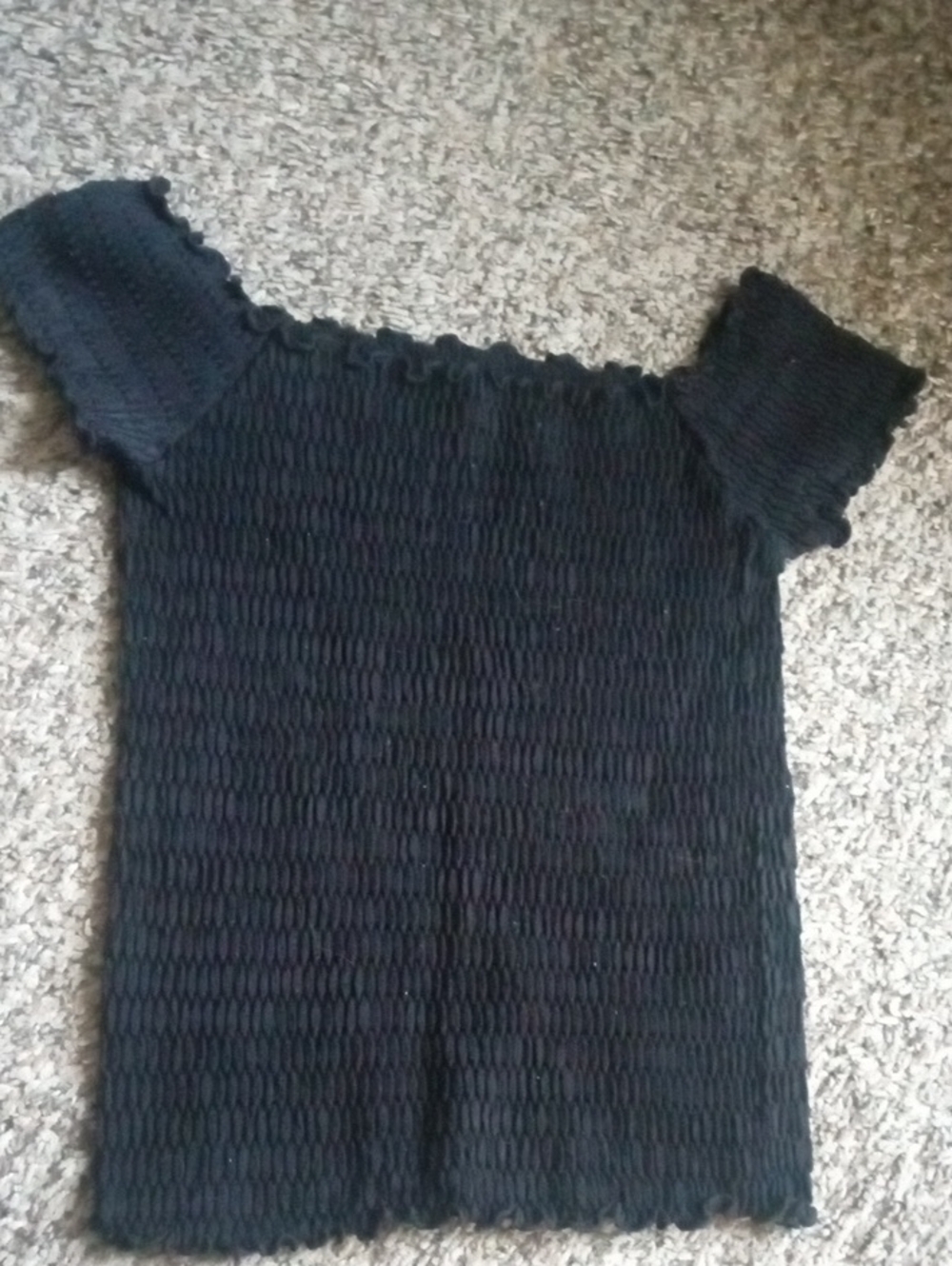 Aura Black Smocked Short Sleeve Tee